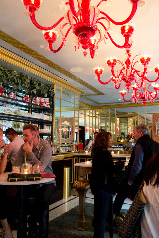 nomad hotel dtla murano chandeliers coffee bar