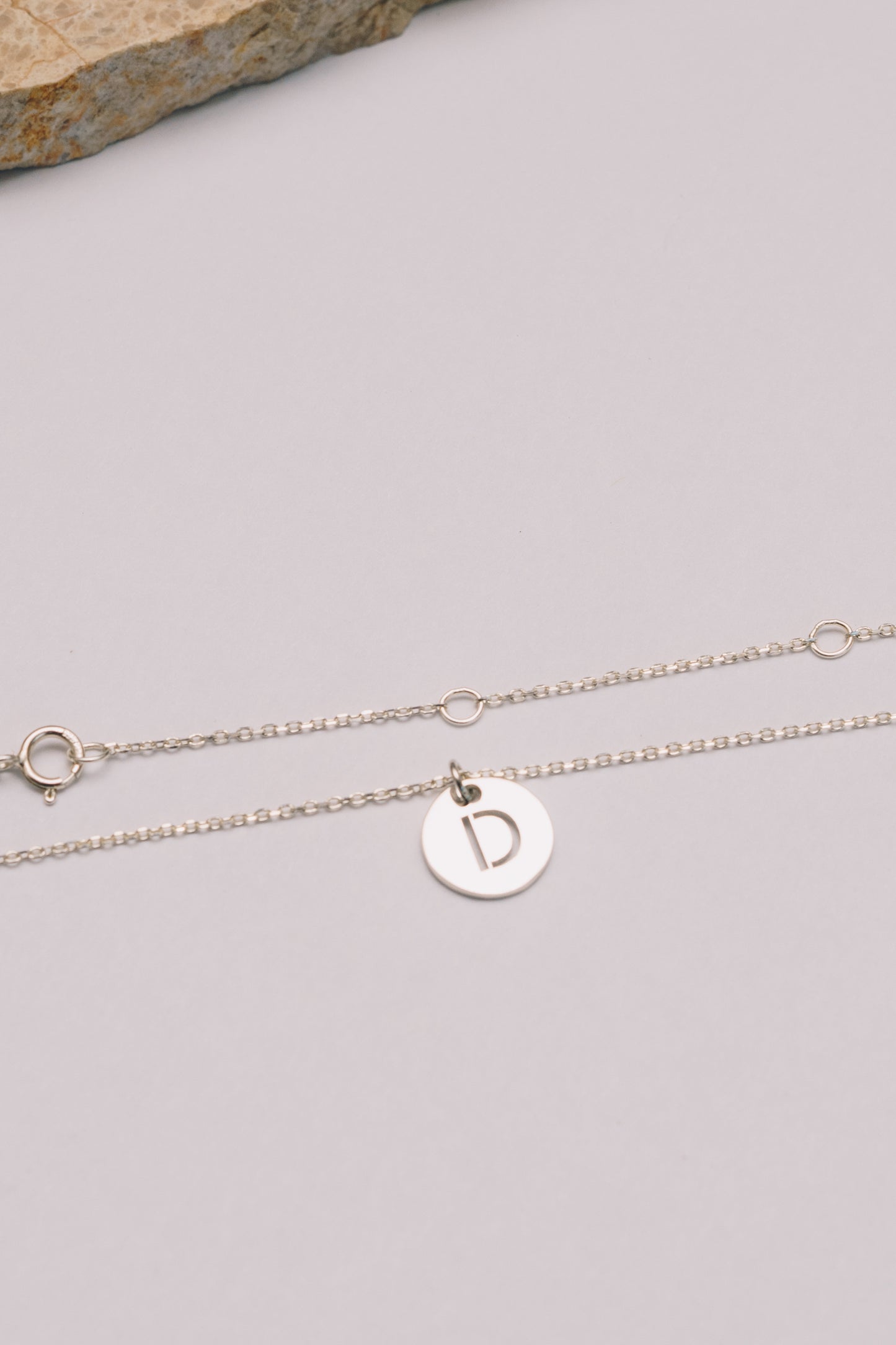 Personalized Initial Disc Necklace Adjustable 16"-18" | Sterling Silver - 14K Gold