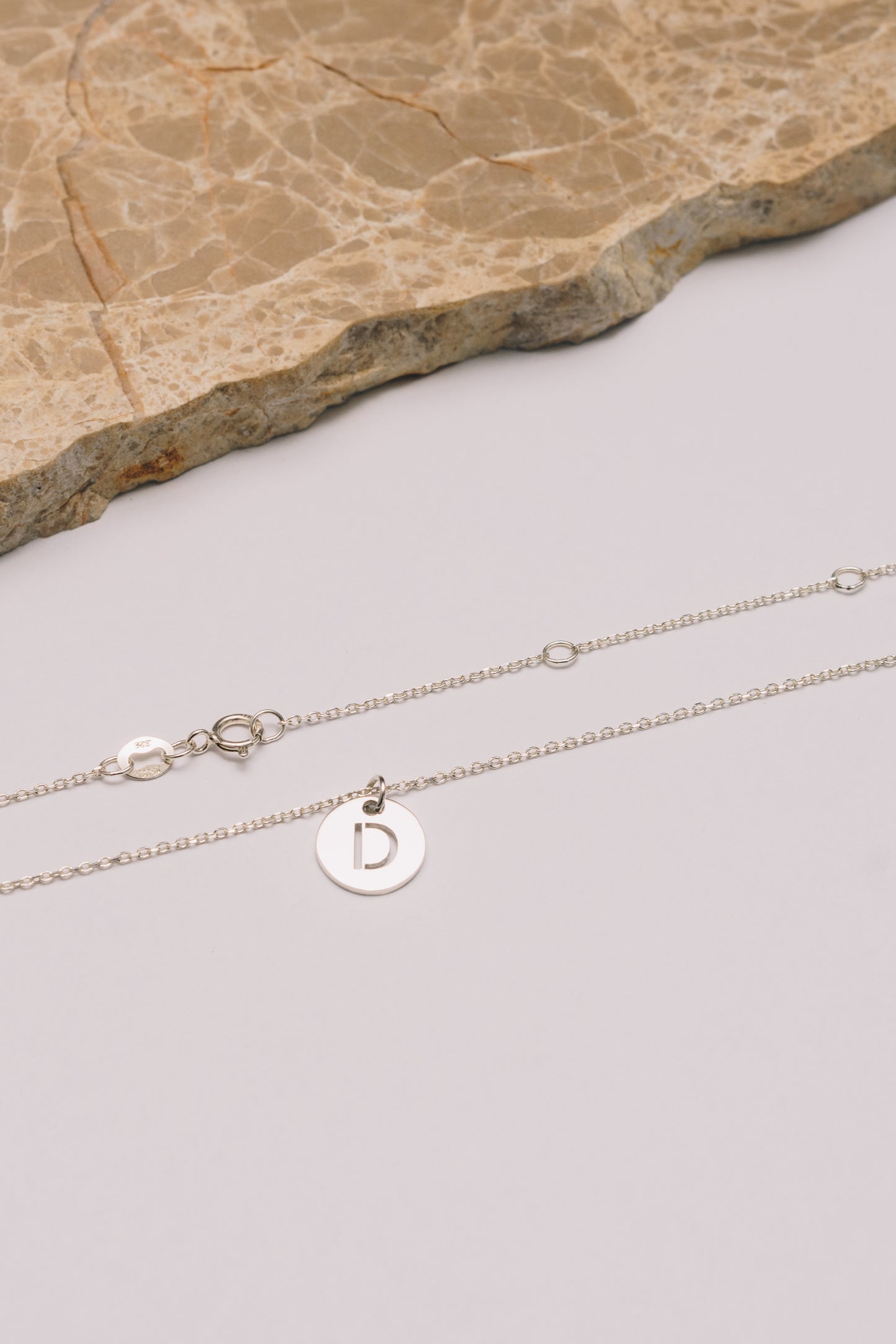 Personalized Initial Disc Necklace Adjustable 16"-18" | Sterling Silver - 14K Gold