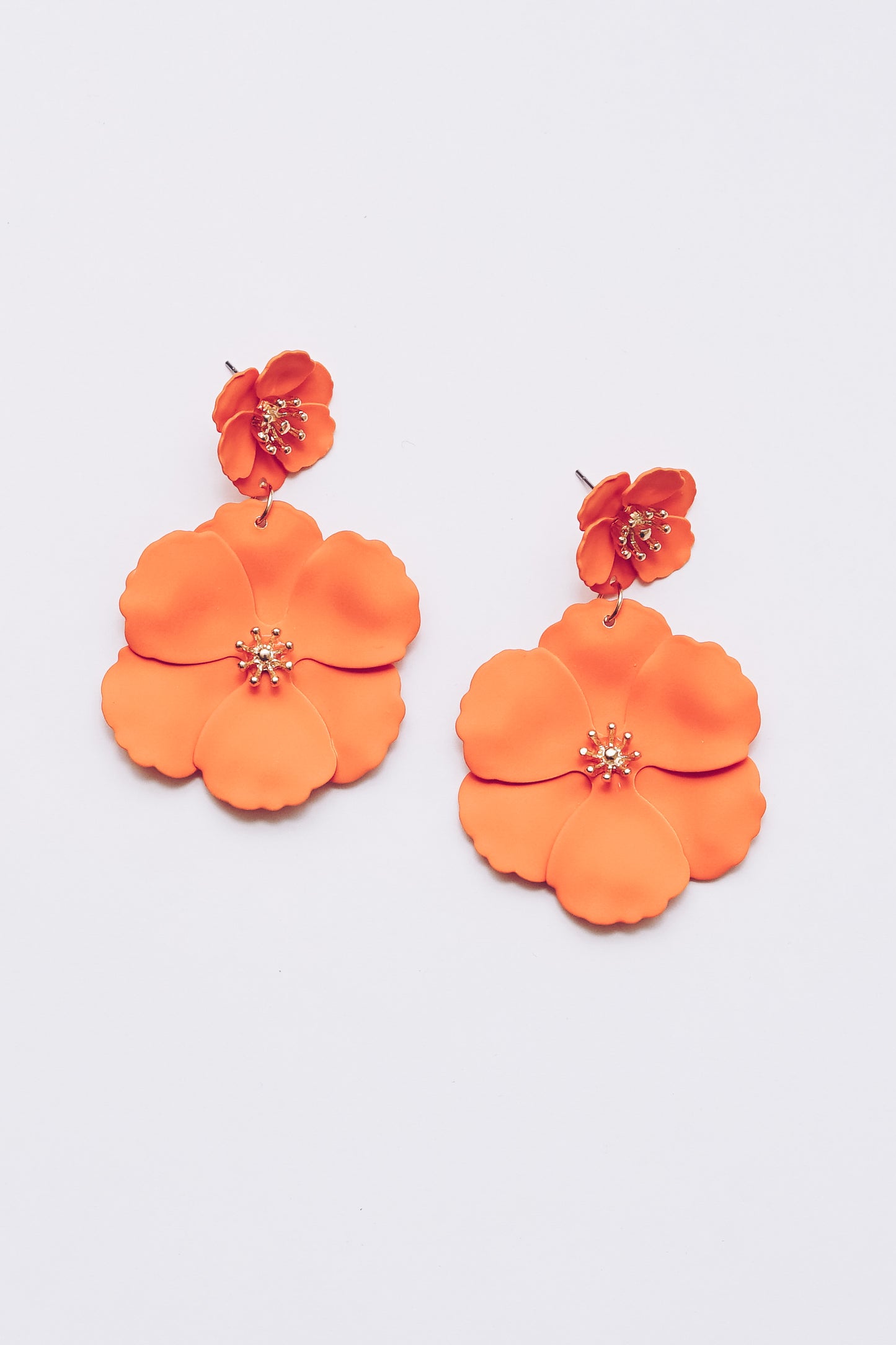 Colorful Enamel Flower Drop Earrings | Statement Jewelry