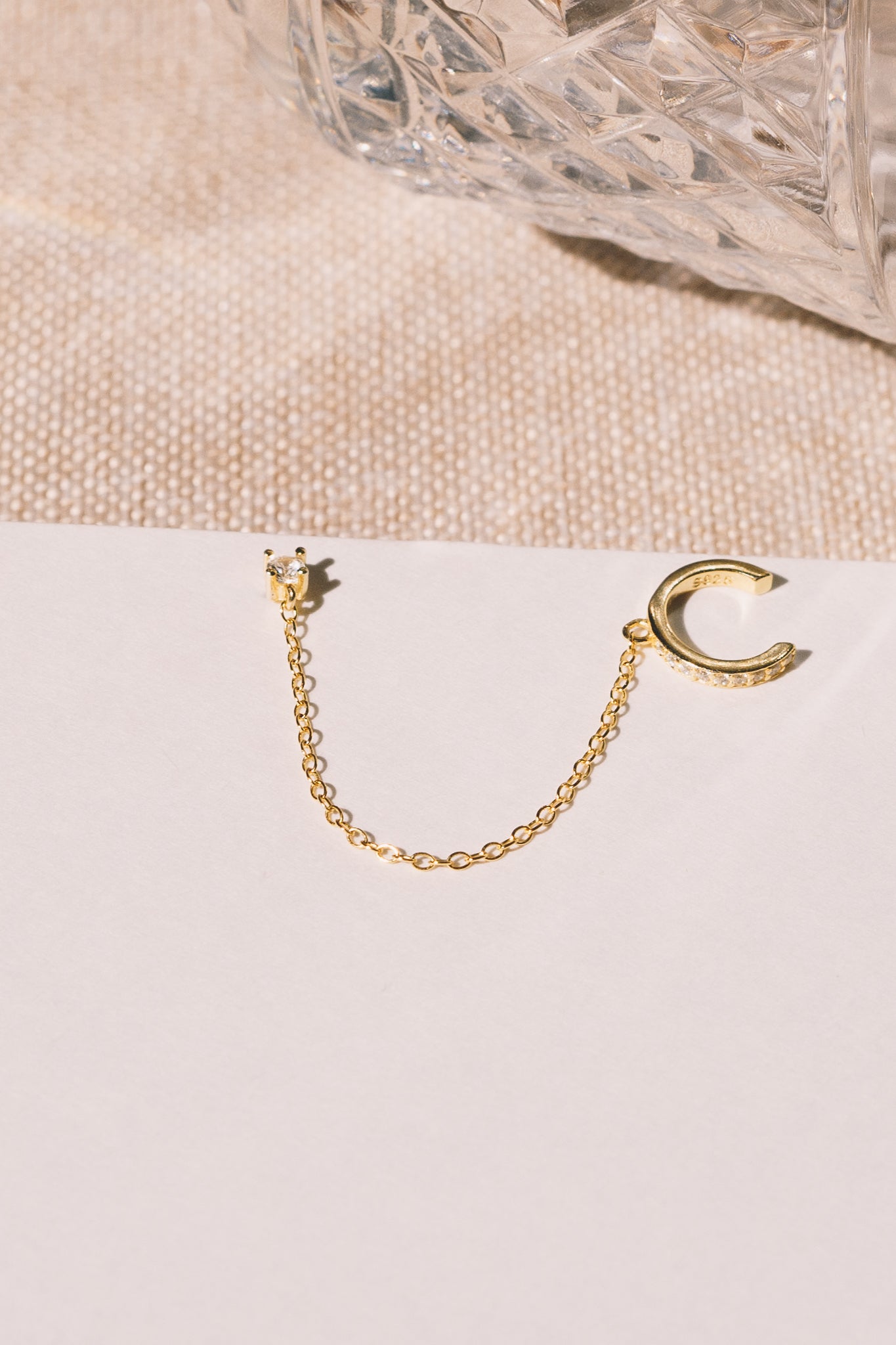 Single Stud Chain Earcuff | .925 vermeil