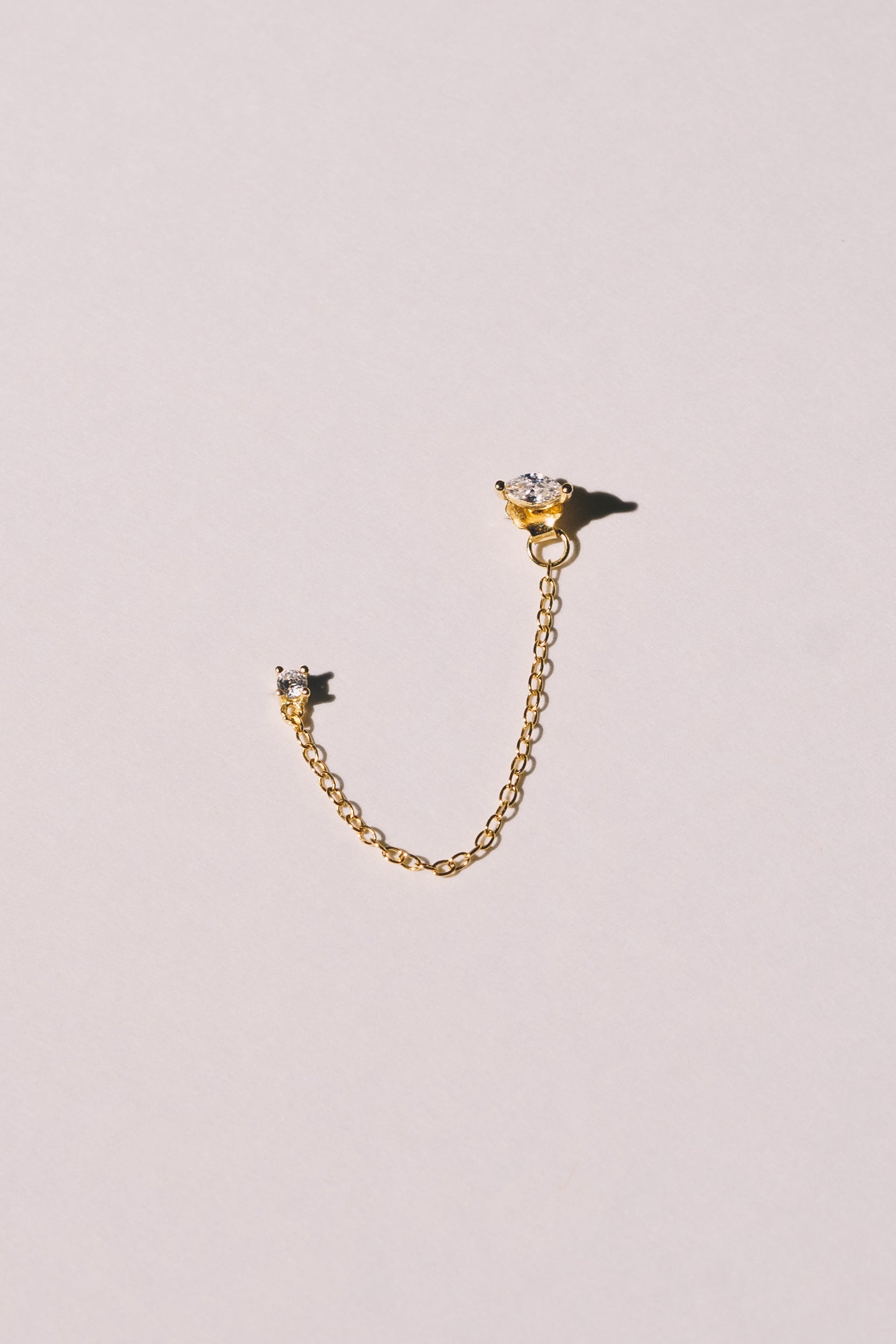 Marquise Single Chain Studs | .925 Vermeil