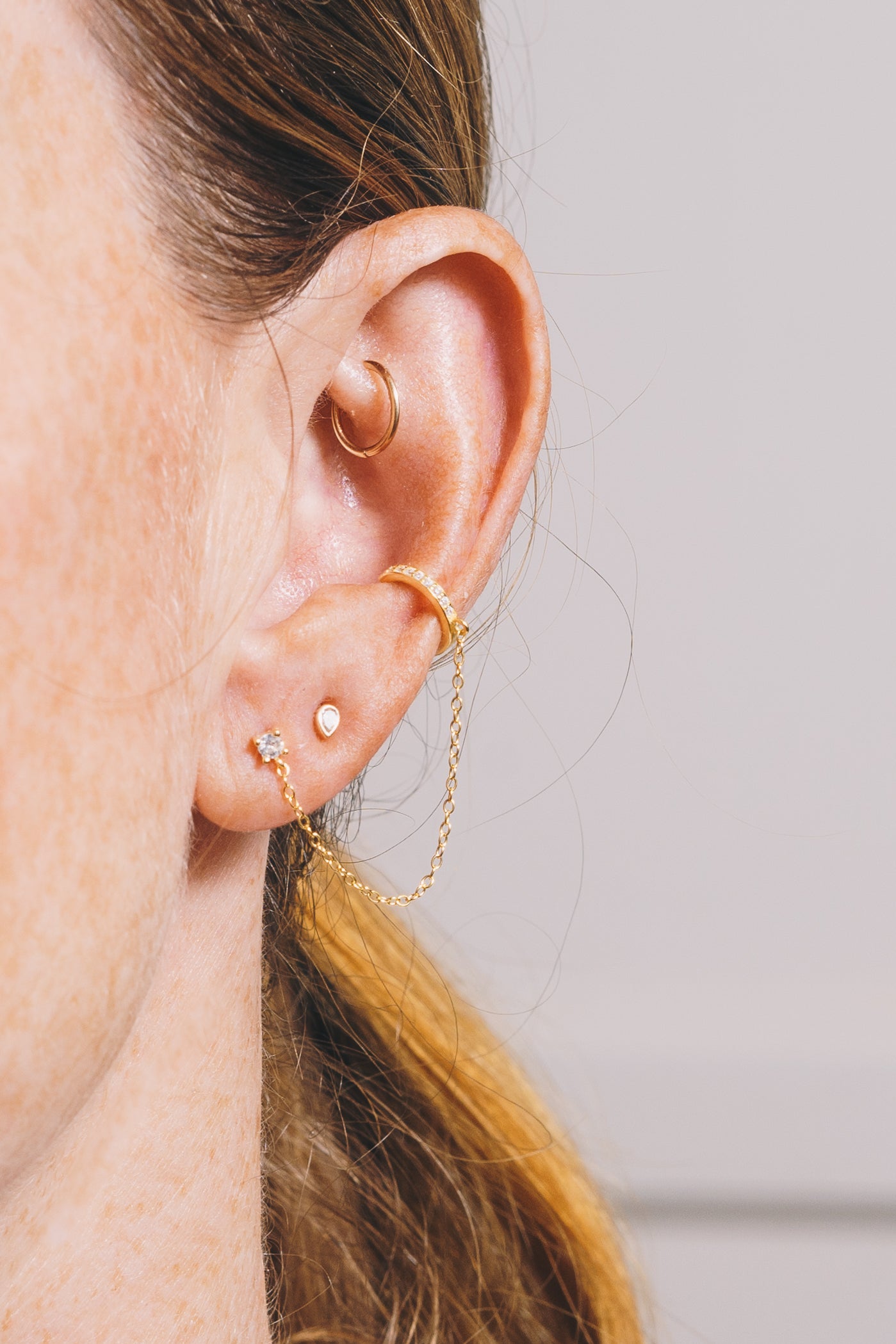 Single Stud Chain Earcuff | .925 vermeil