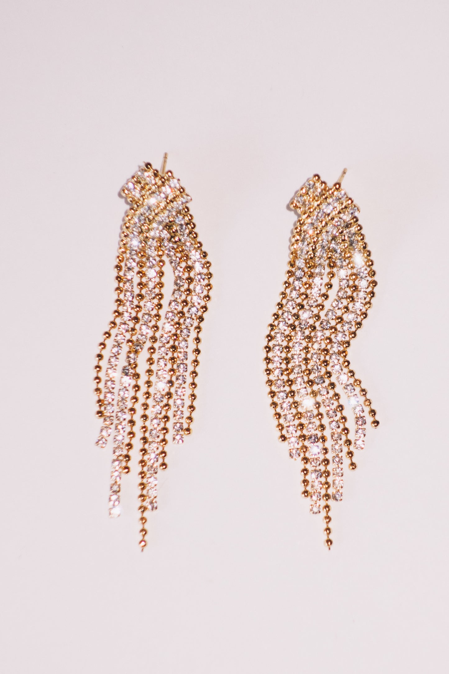 Crystal Chain Party Fringe Earrings | Crystal Cz | 18K Gold Plating