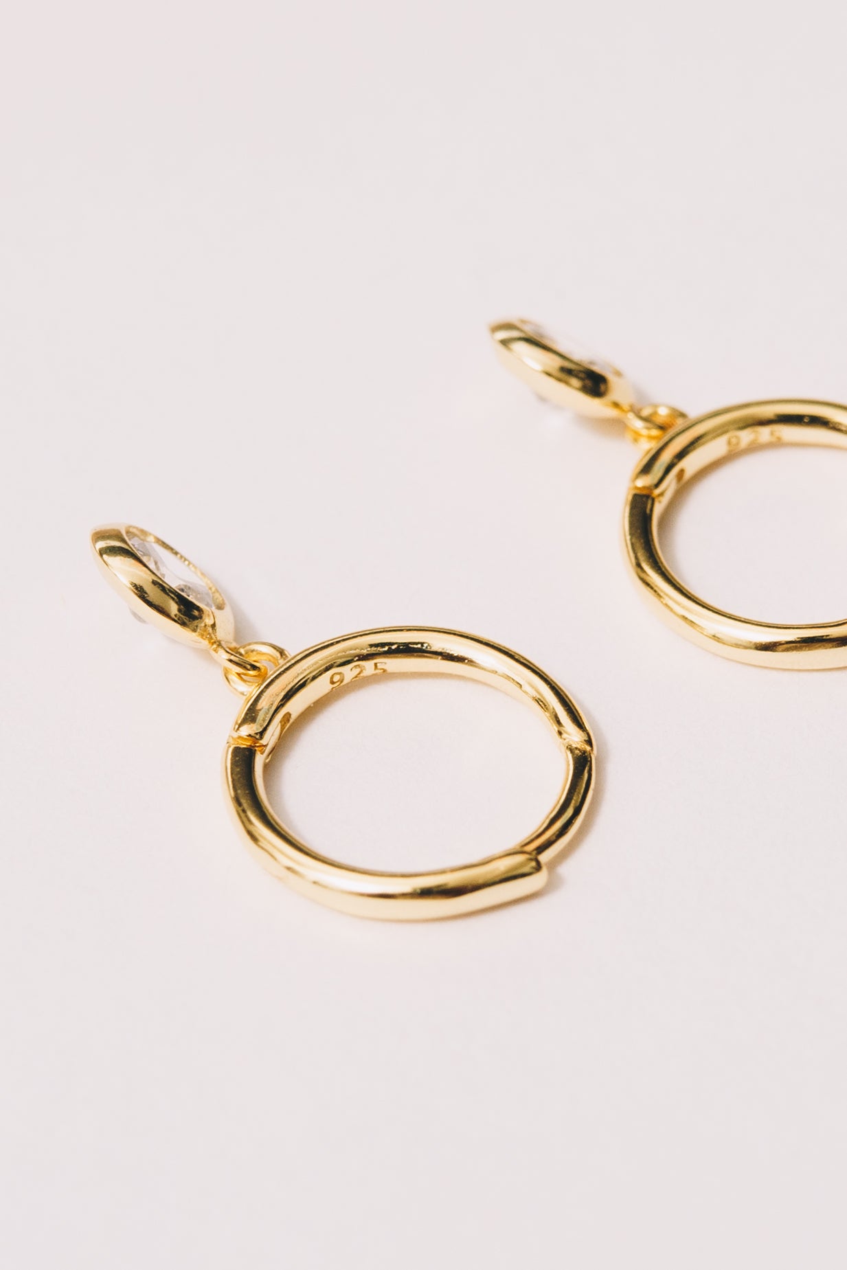 Auberon Crystal Dangle Hoop Huggies | 18k Gold Plating over .925 Silver