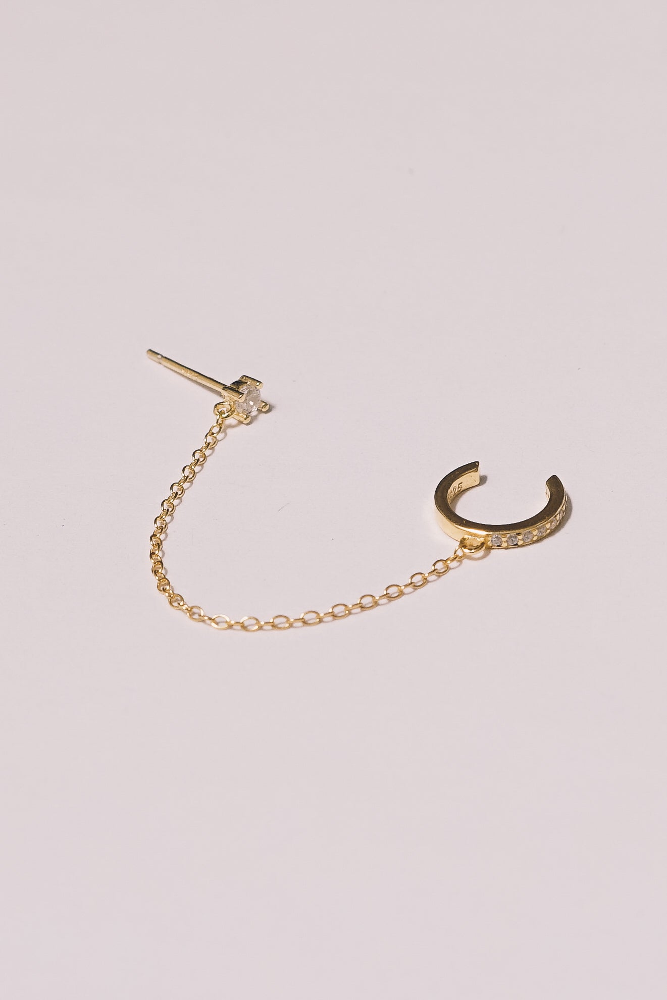 Single Stud Chain Earcuff | .925 vermeil