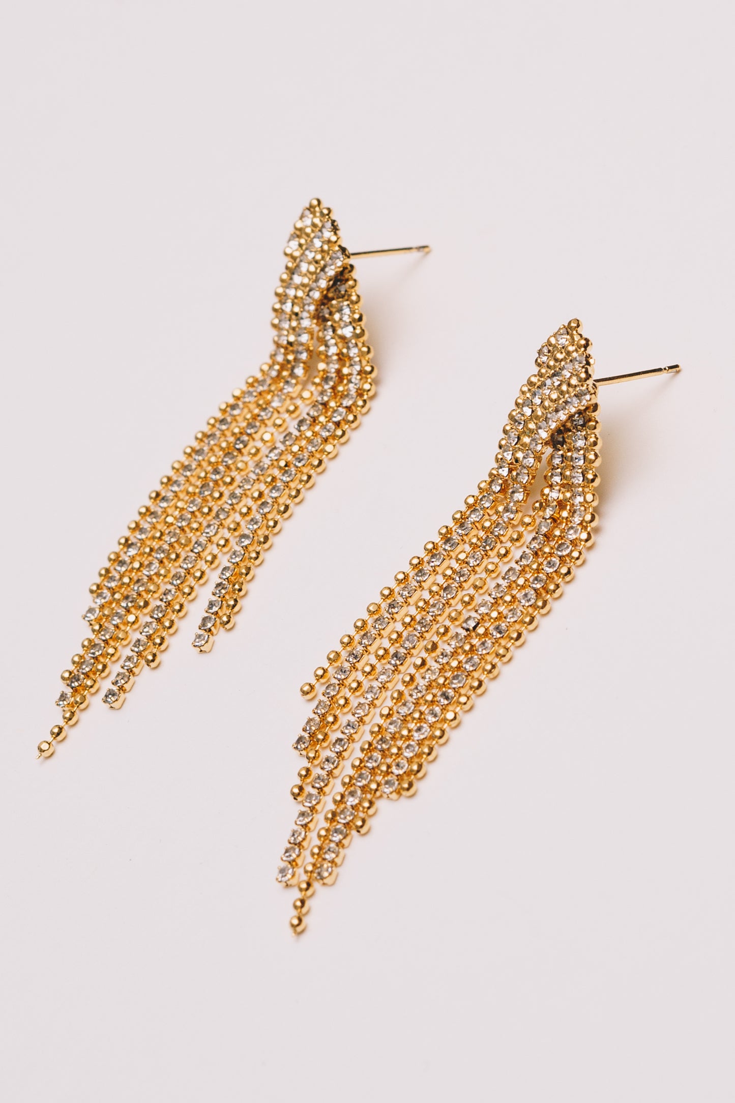 Crystal Chain Party Fringe Earrings | Crystal Cz | 18K Gold Plating