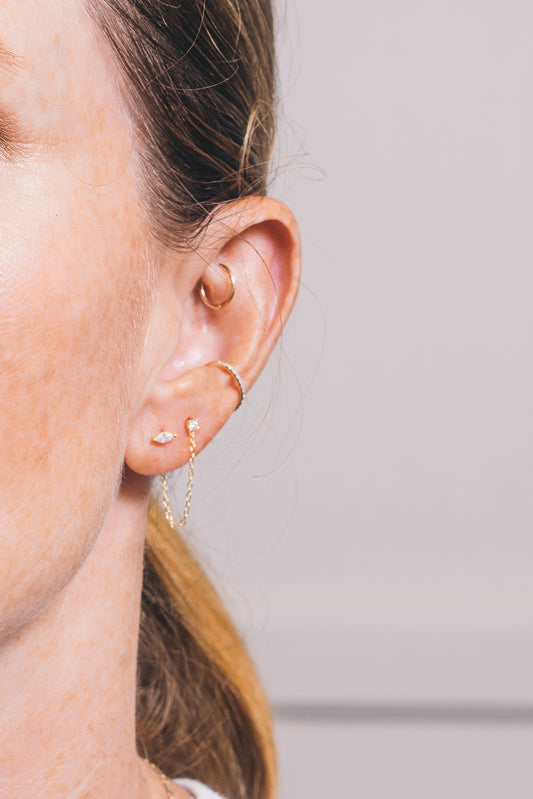 Marquise Single Chain Studs | .925 Vermeil