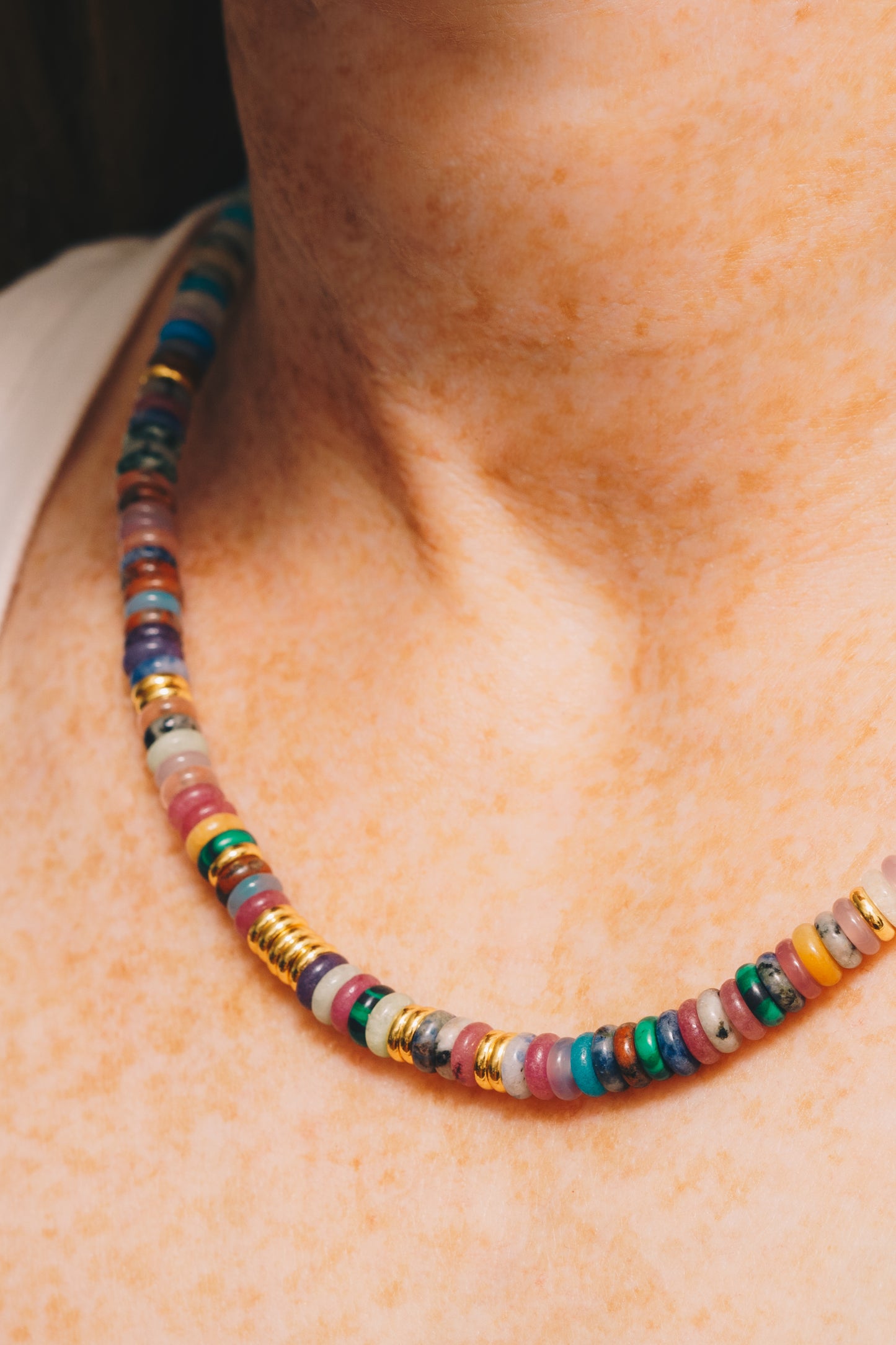 Multicolor Gemstone Necklace | Beaded Beauty, Adjustable length | 18K Gold Plating