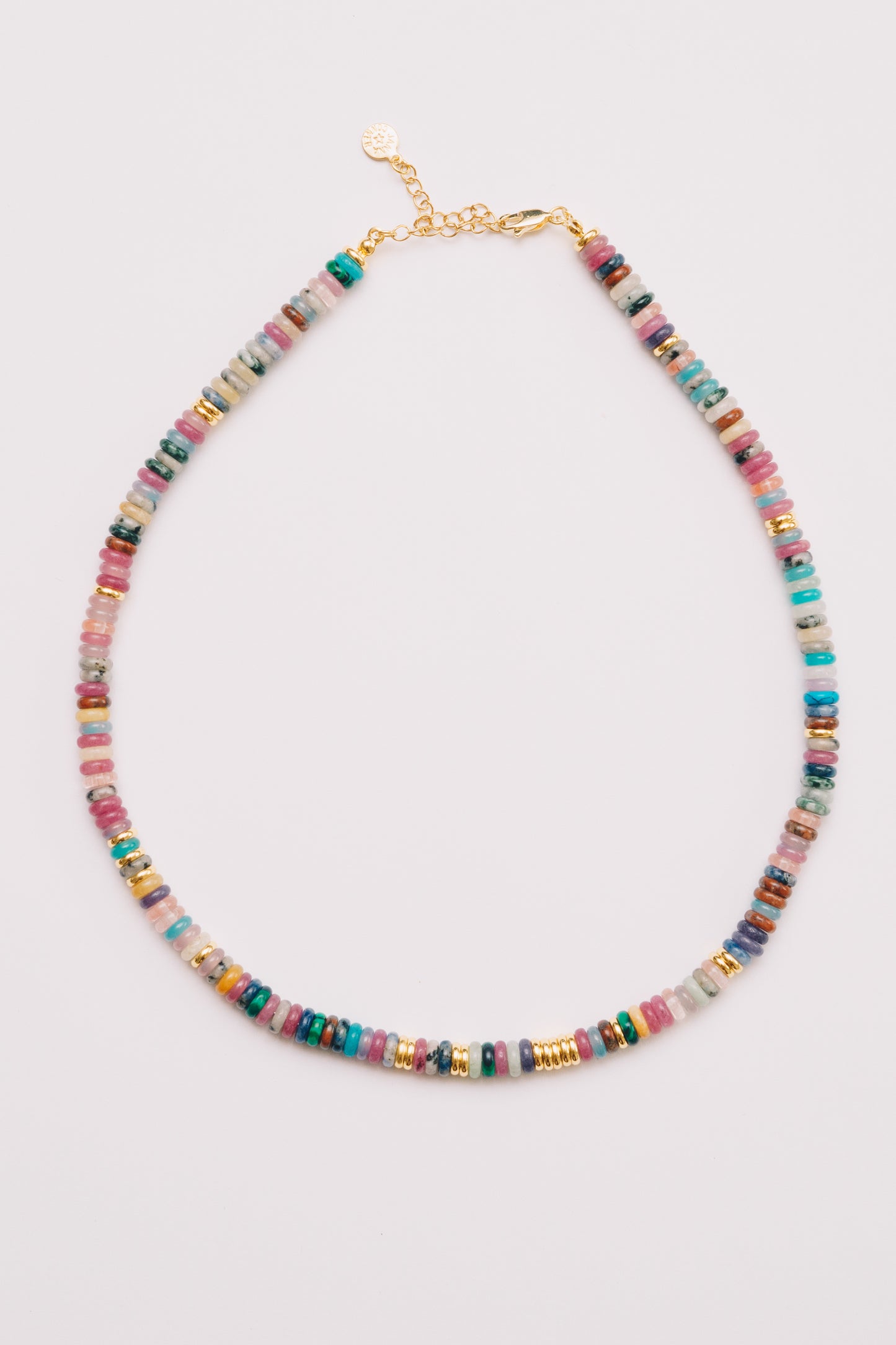 Multicolor Gemstone Necklace | Beaded Beauty, Adjustable length | 18K Gold Plating