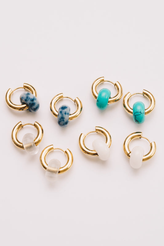 Mix & Match Hoop Earrings | Semi-Precious Charms,  Endless Style | 18K gold Plating