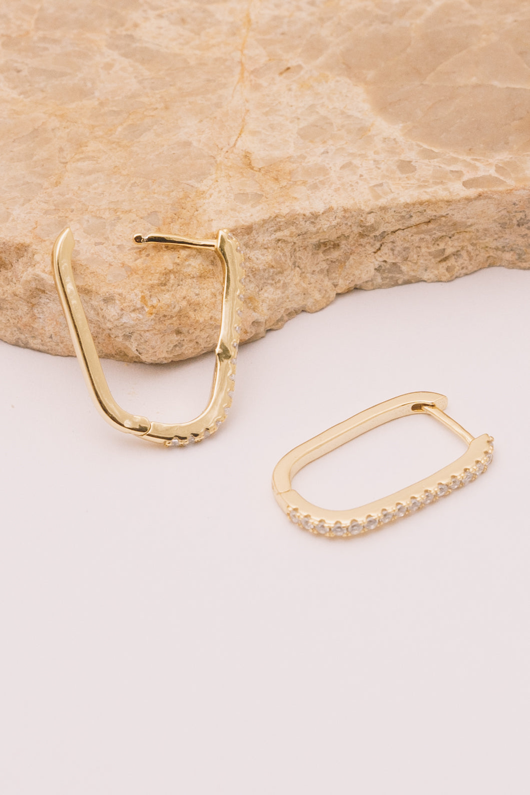 Oval Pavé Hoops | .925 Vermeil