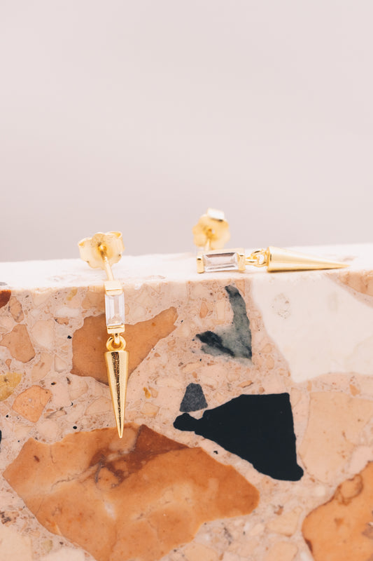 Kahne Spike Stud Earrings | 18k Gold Plating over .925 Silver