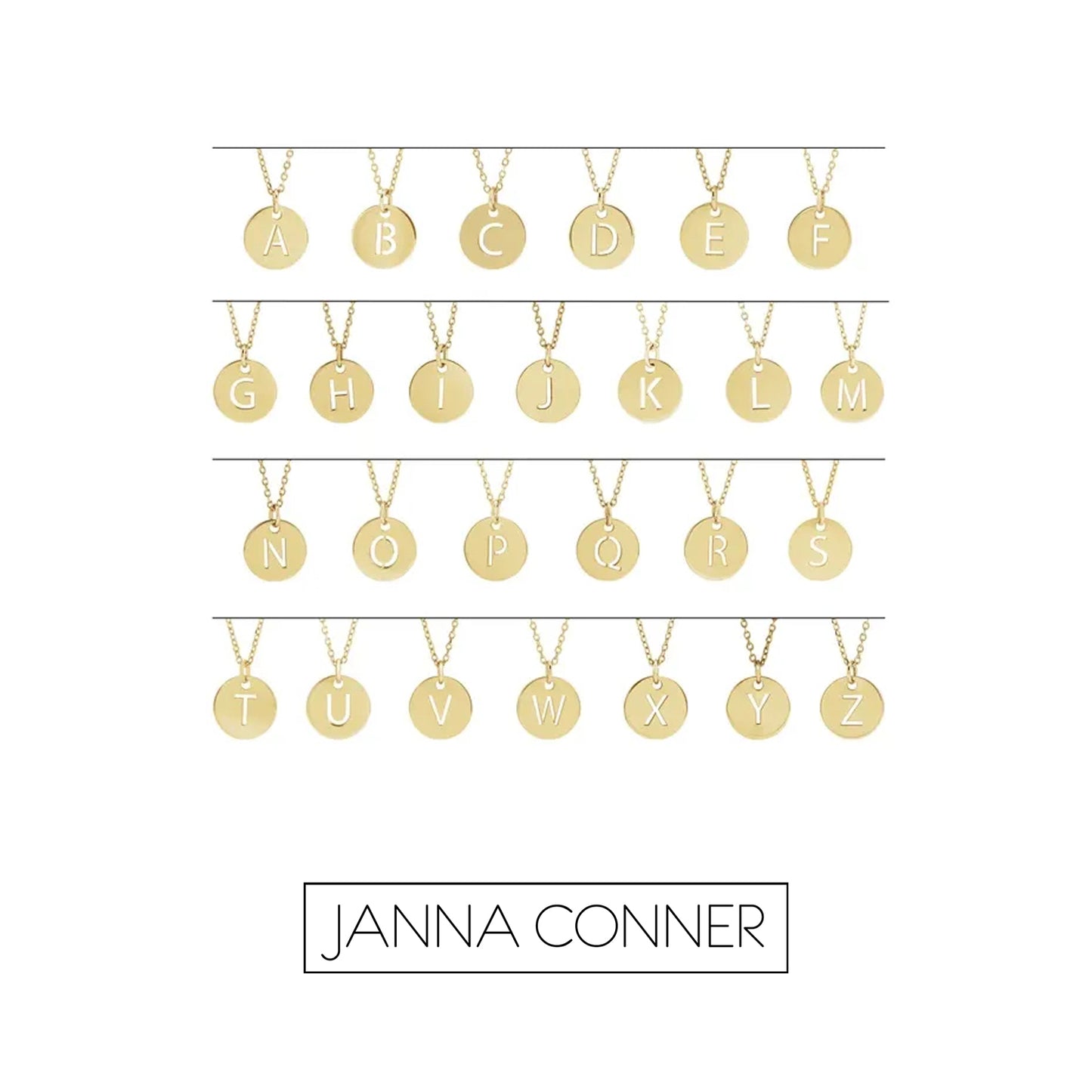 Personalized Initial Disc Necklace Adjustable 16"-18" | Sterling Silver - 14K Gold