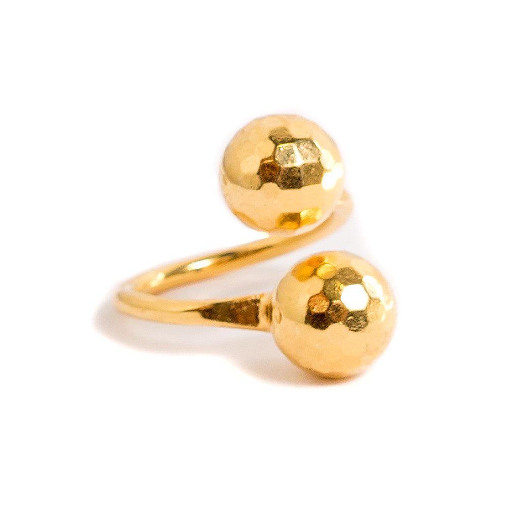 gold disco ball wraparound ring