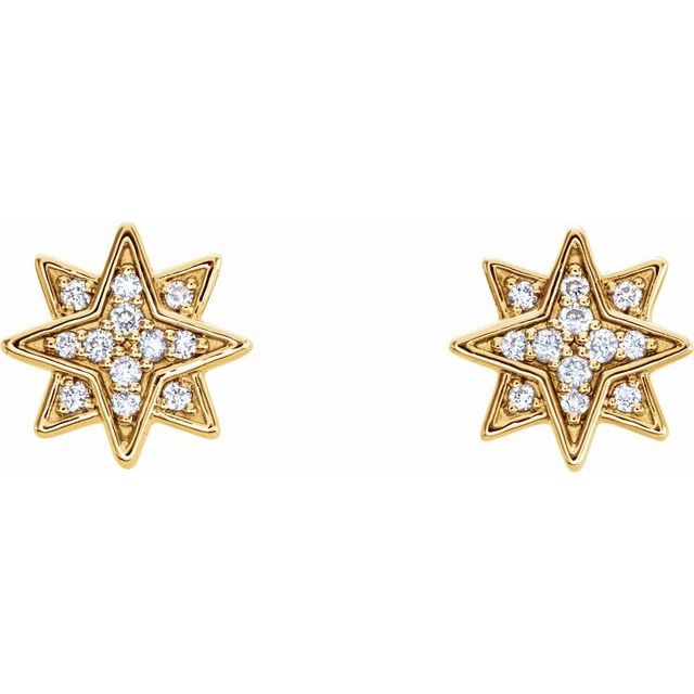 14k gold diamond star stud earrings