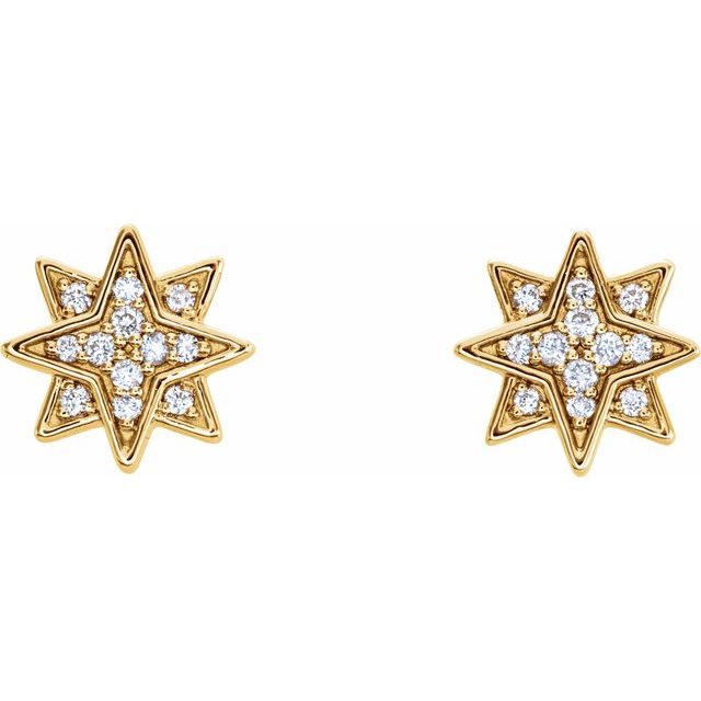 14k gold diamond star stud earrings