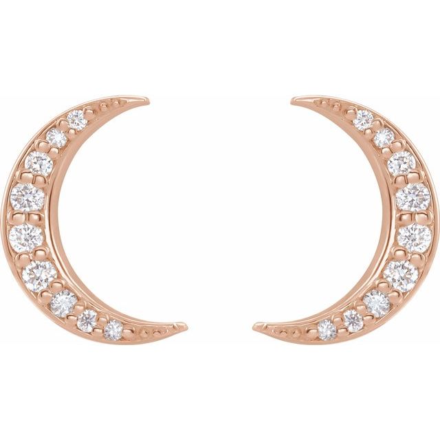 Diamond Crescent Moon Stud Earrings | 14k Gold