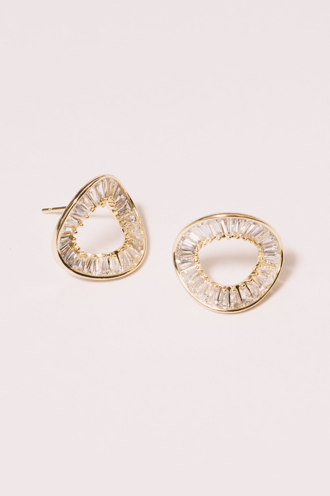 Anela Crystal Baguette Earring Studs | 18K Gold Plating