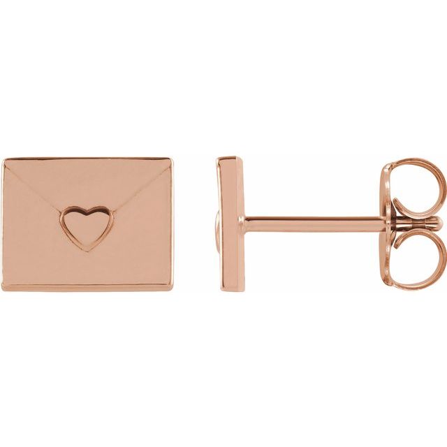 rose gold heart envelope earrings