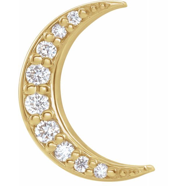 Diamond Crescent Moon Stud Earrings | 14k Gold