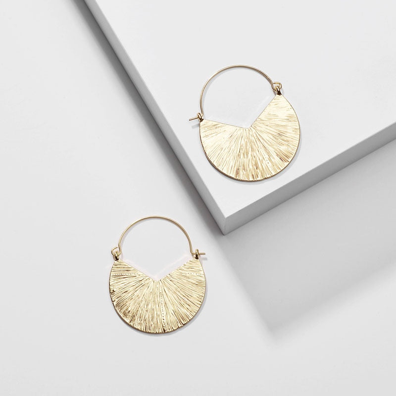 gold fan earrings