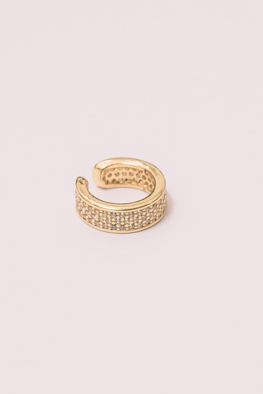 gold and crystal thick ear cuff earring