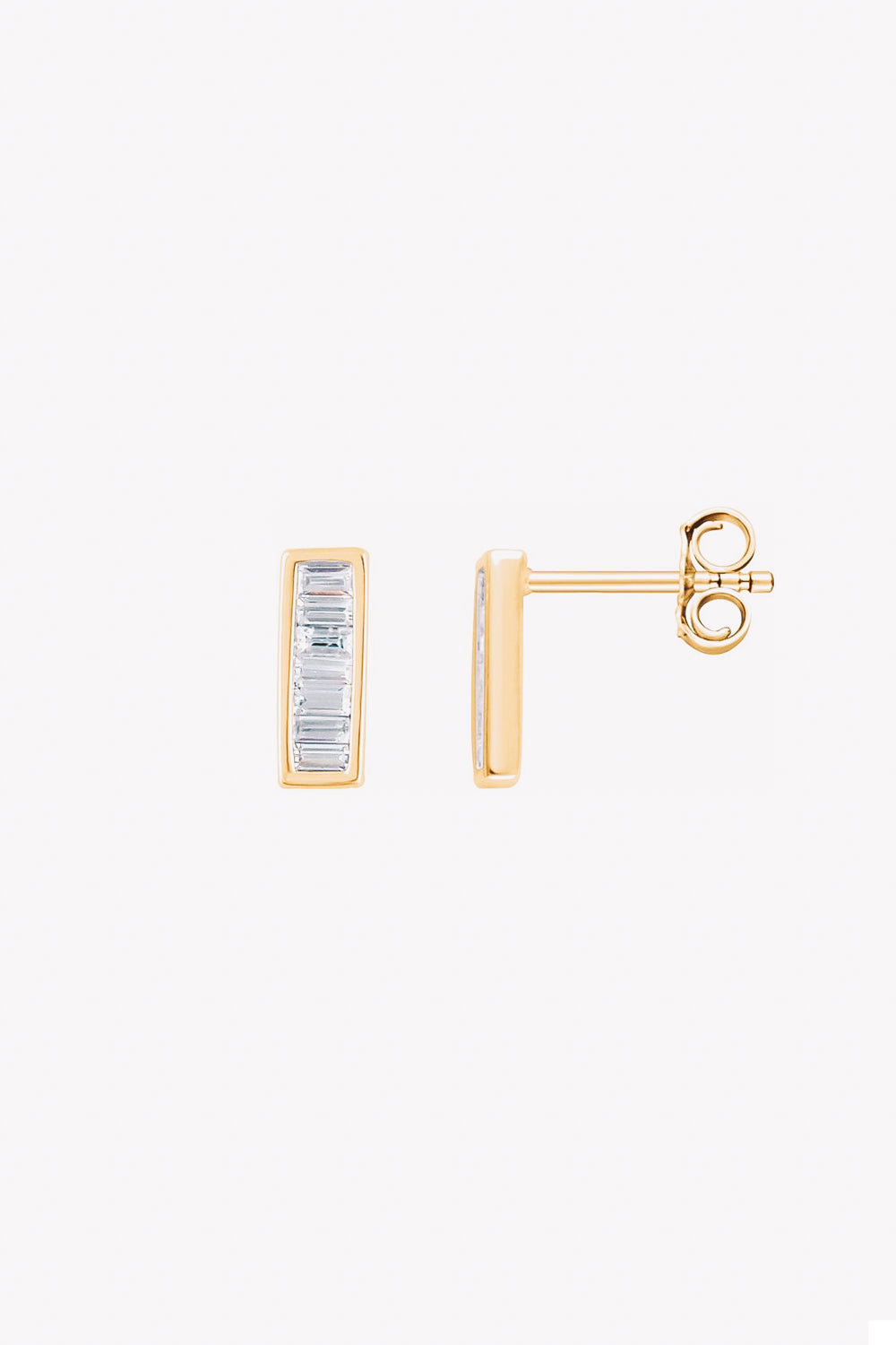 Diamond Baguette Bar Earrings | 14K Gold