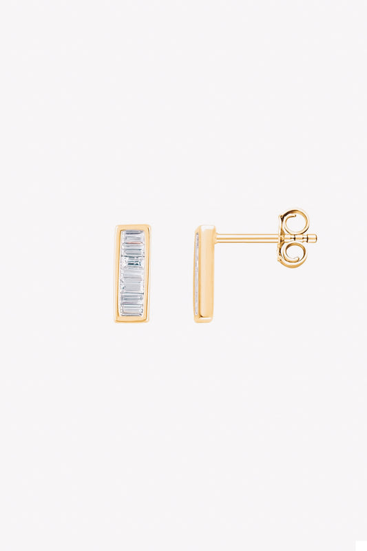 Diamond Baguette Bar Earrings | 14K Gold