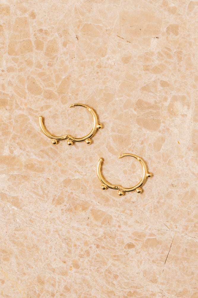 gold huggie hoop earrings open closure