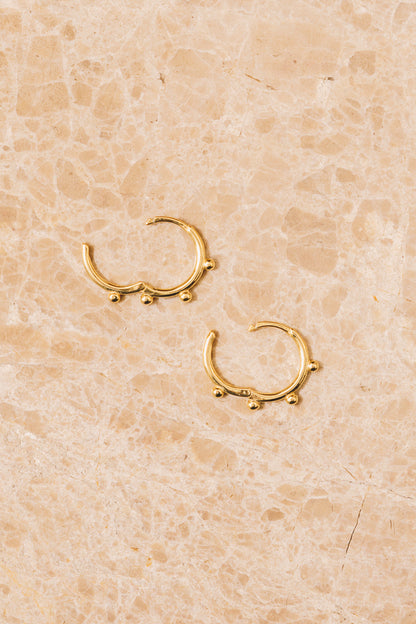 gold huggie hoop earrings open closure