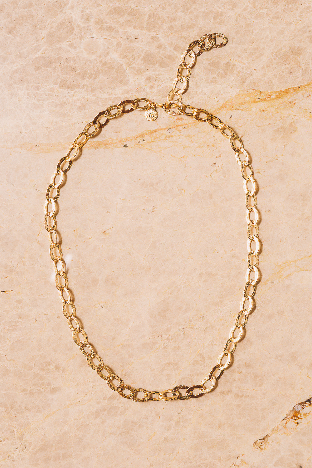 gold hammered chain necklace