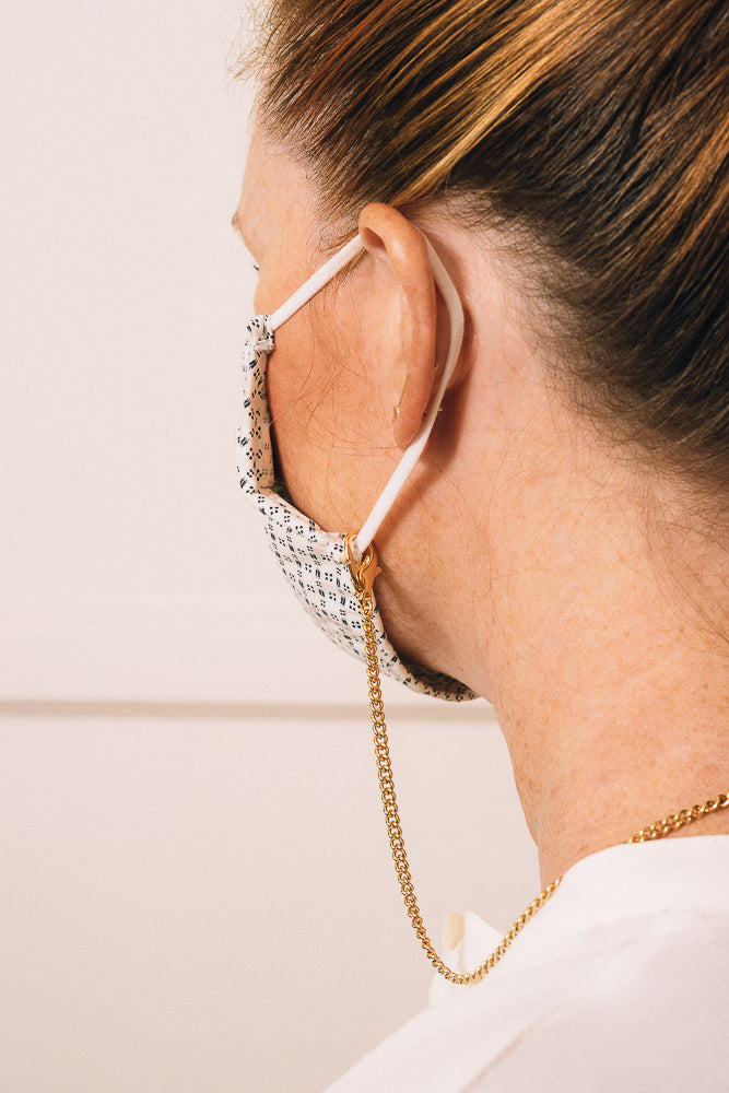 mask chain necklace on model side view