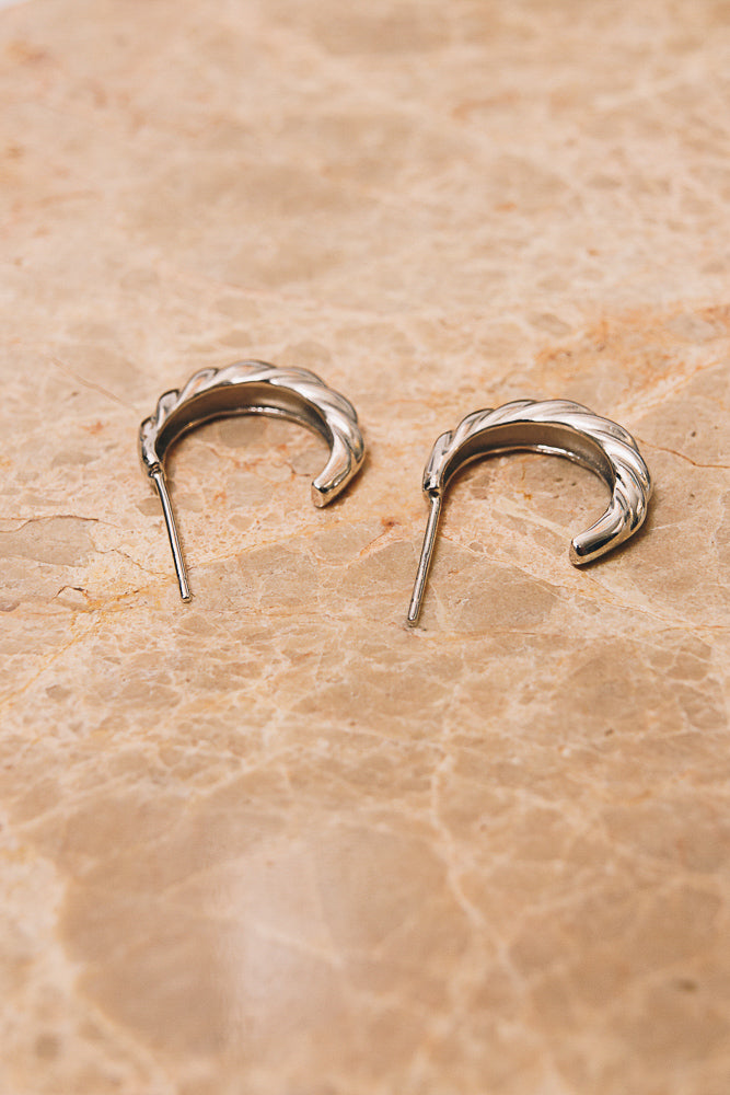 .925 silver rope hoop earrings back view