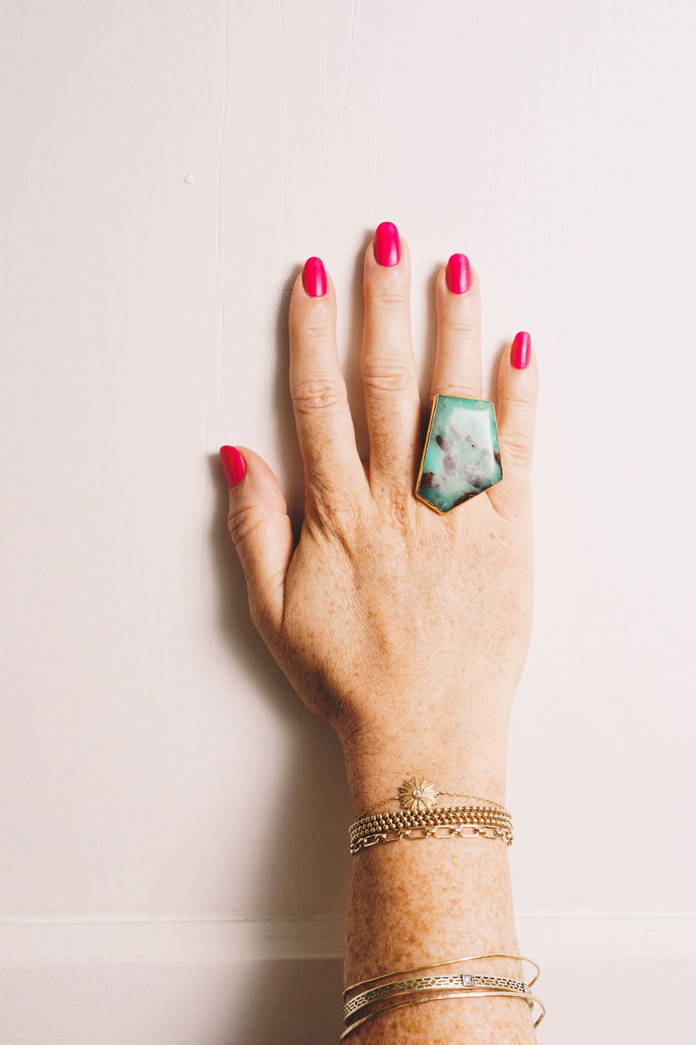 chrysoprase gemstone statement ring