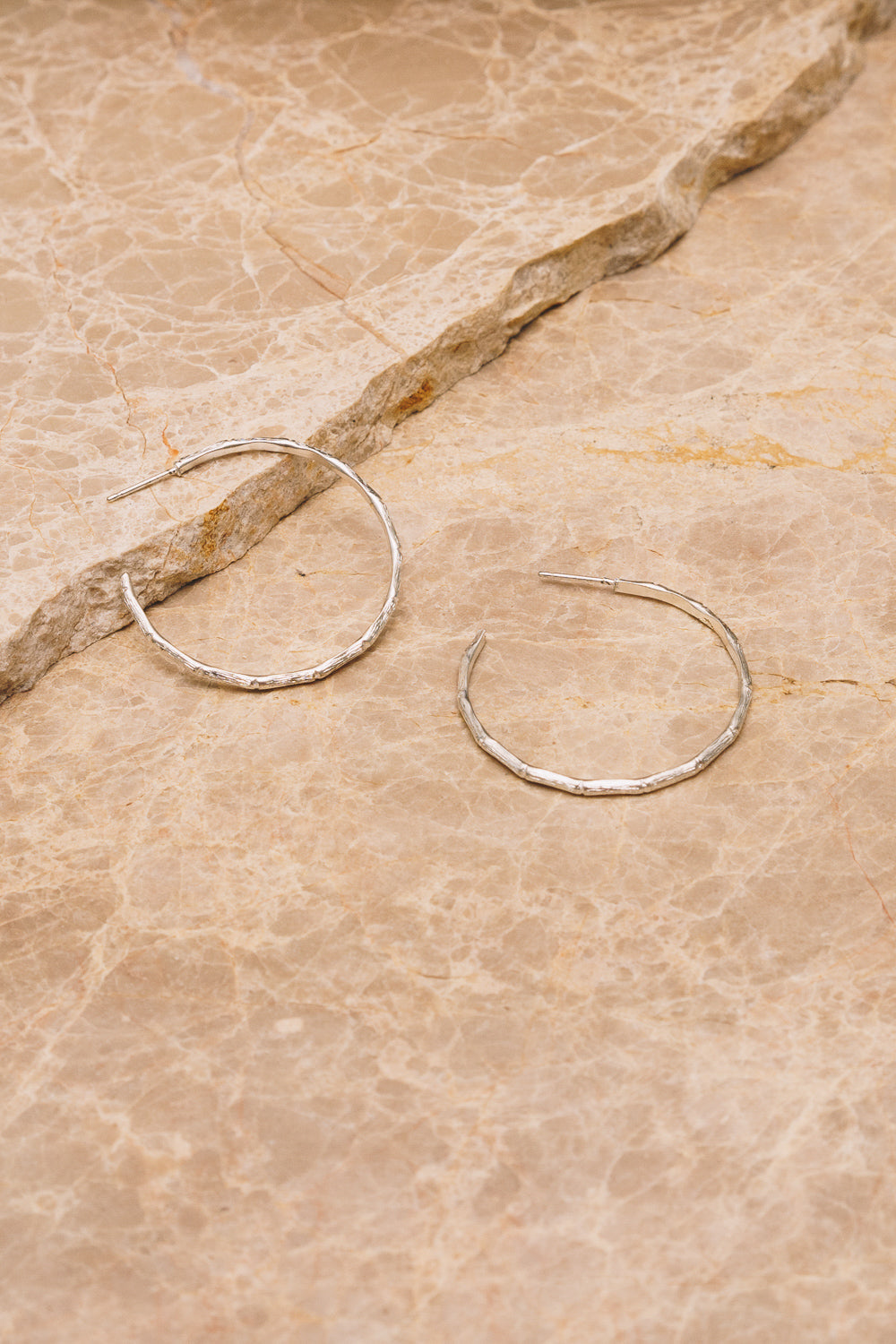 silver bamboo hoop earrings