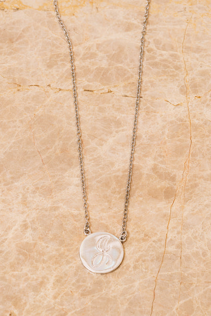 Engraved Initial Disc Necklace | .925 Silver