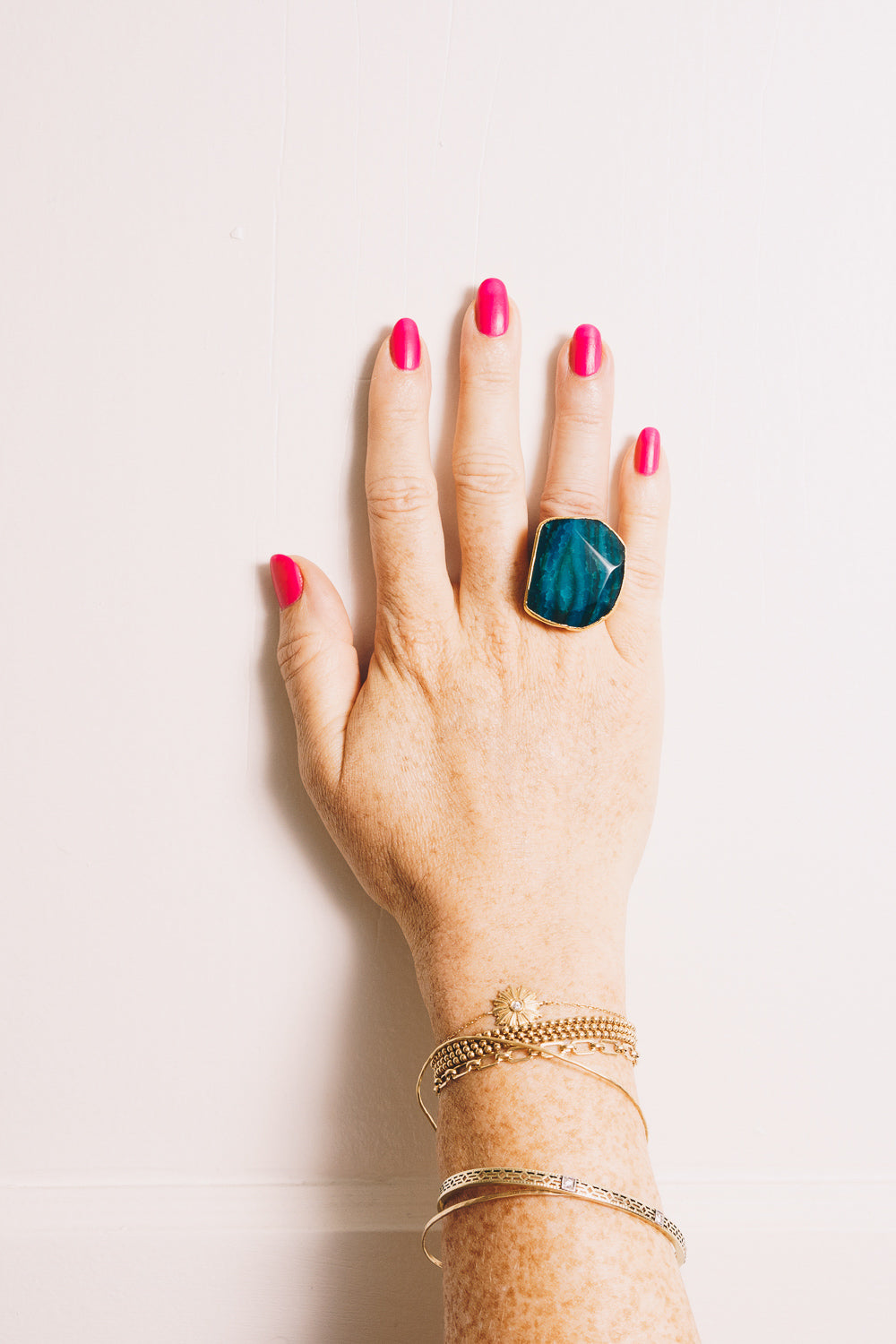 Blue Fire Agate Cocktail Ring | 18k Gold Plating