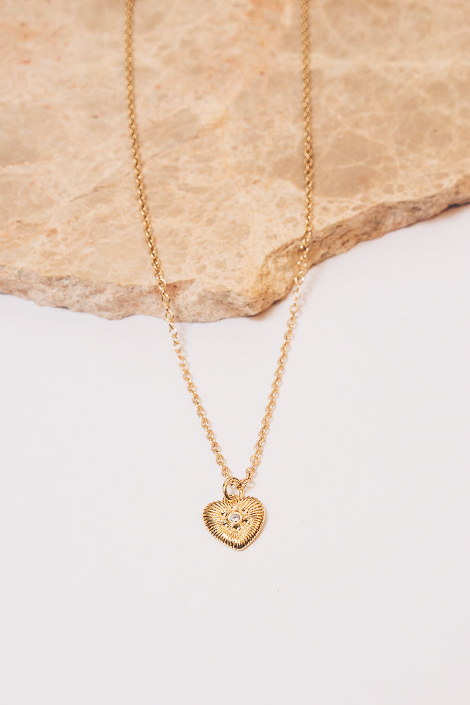 gold heart charm necklace