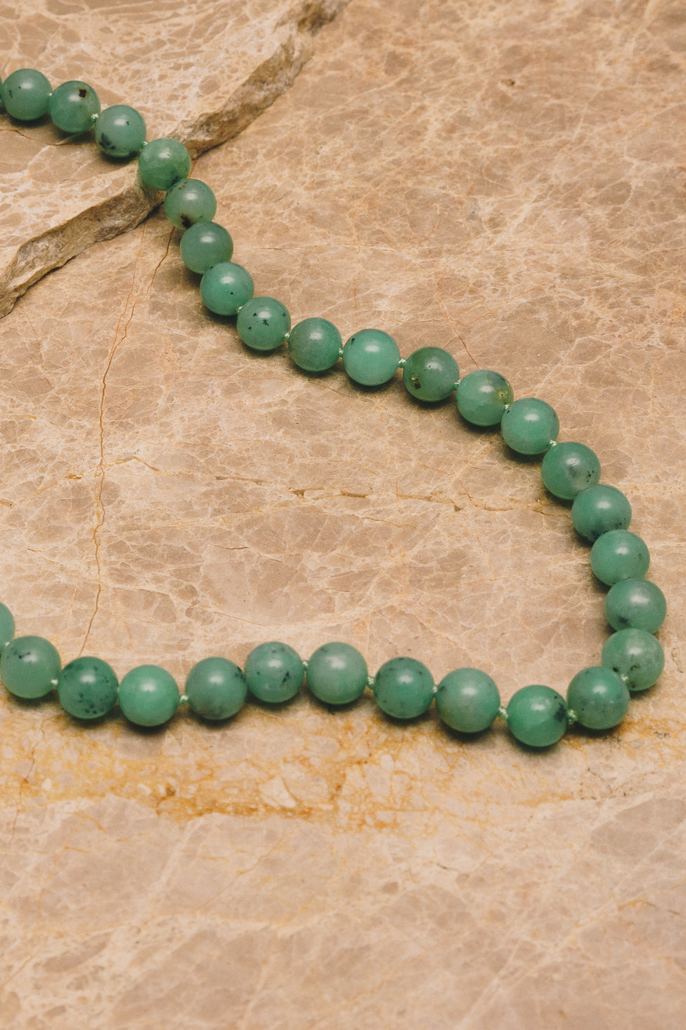 beaded chrysoprase silk strung necklace