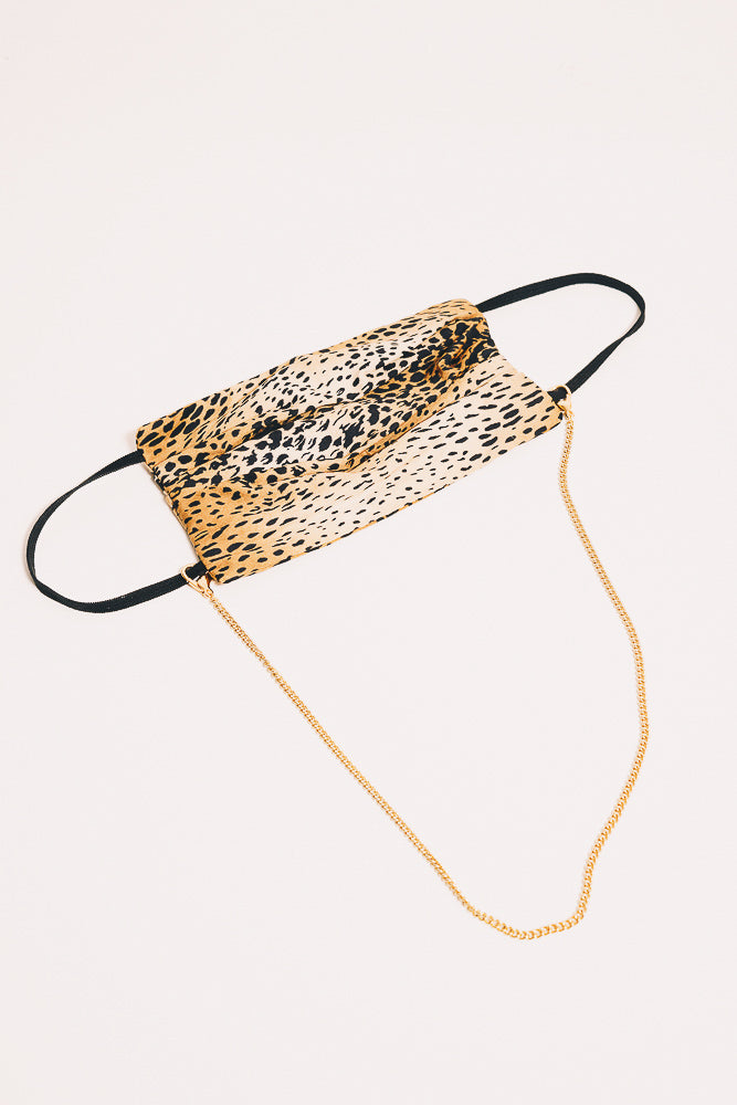 gold mask chain necklace with leopard mask
