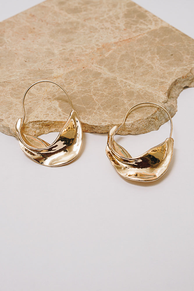 gold basket hoop earrings