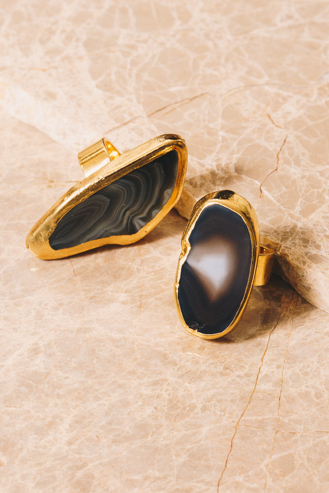Botswana agate statement rings