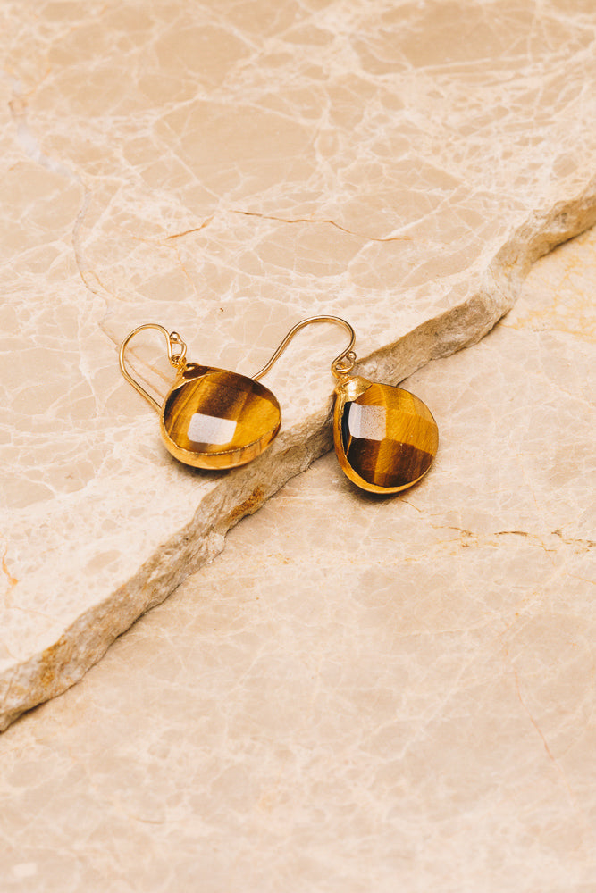 tiger eye drop earrings