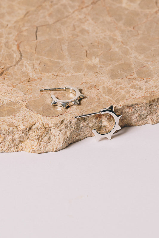 silver spike hoop earrings