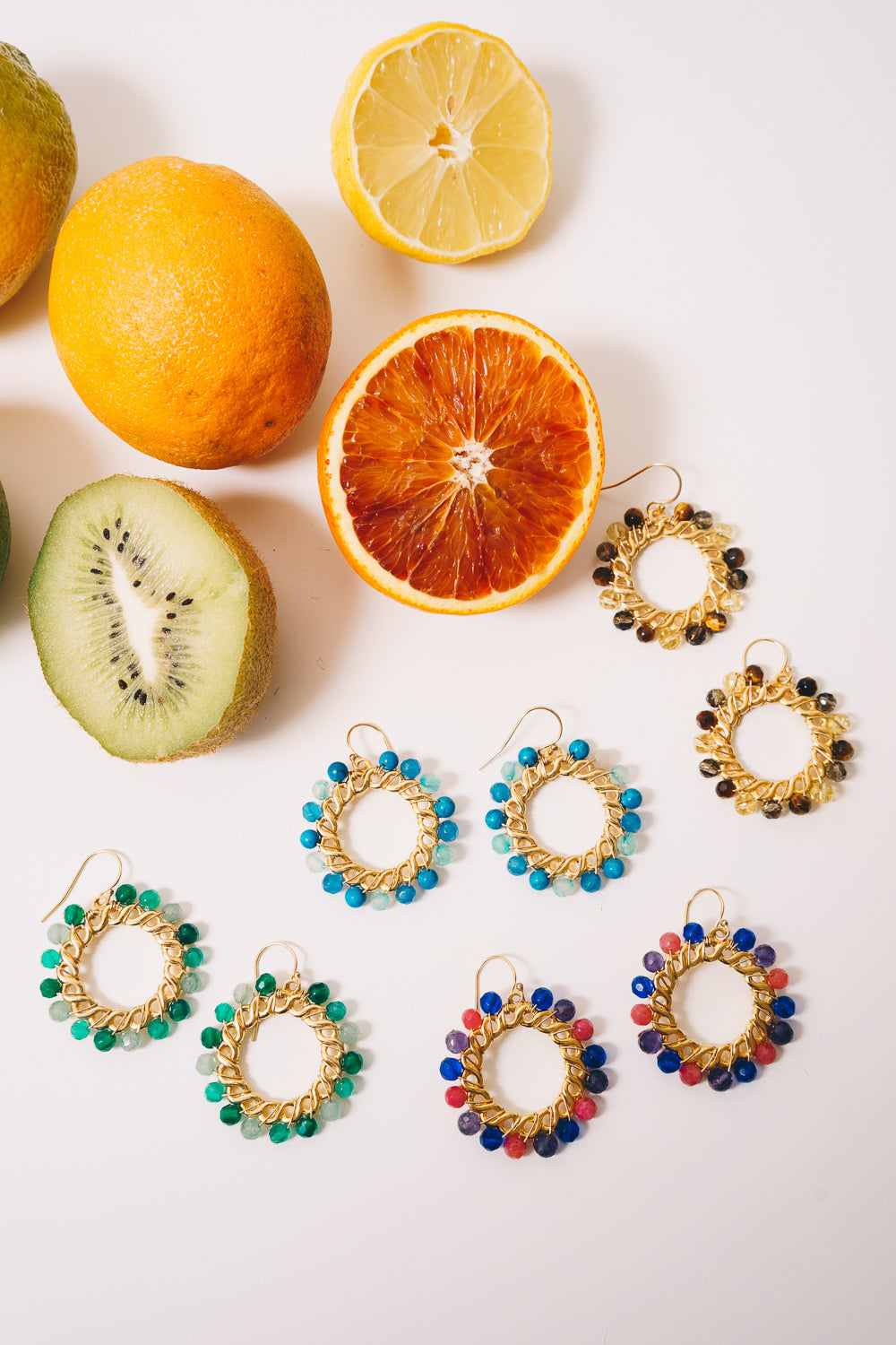 beaded earrings wire wrapped stones