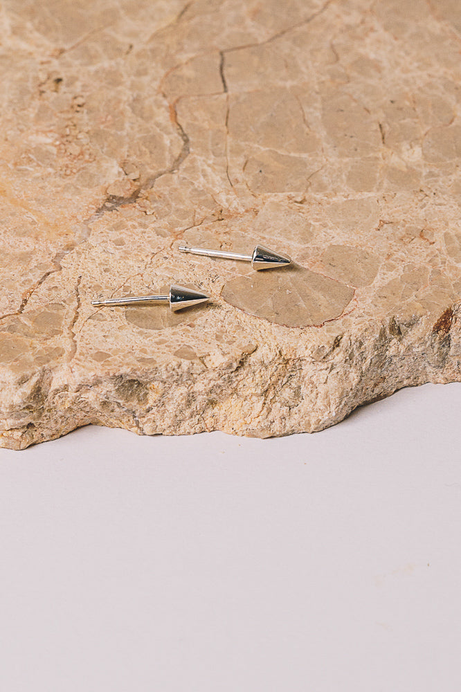 silver spike stud earrings side view