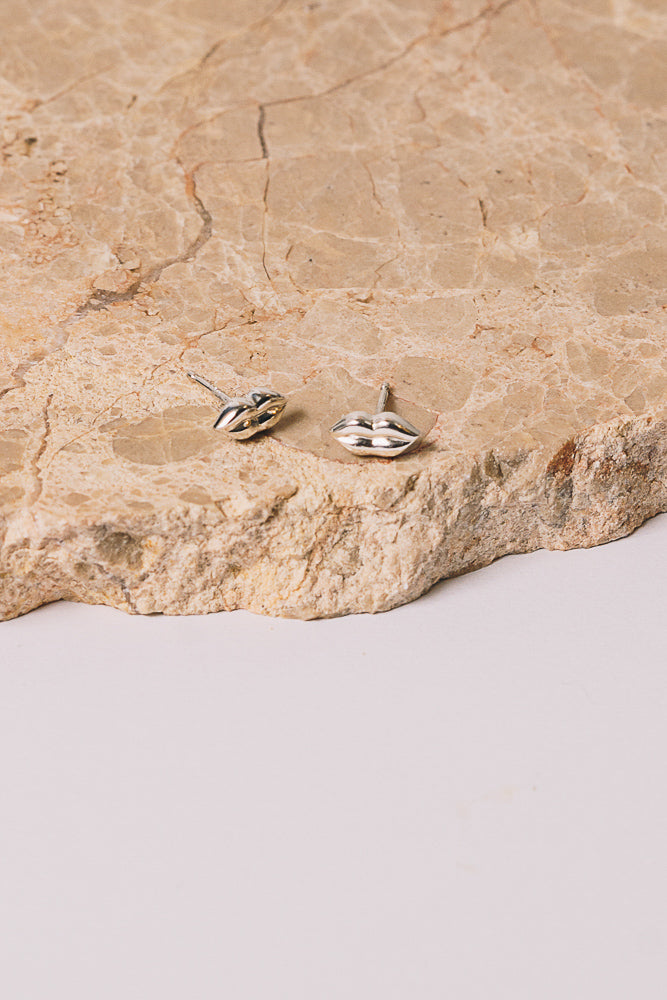silver lip stud earrings