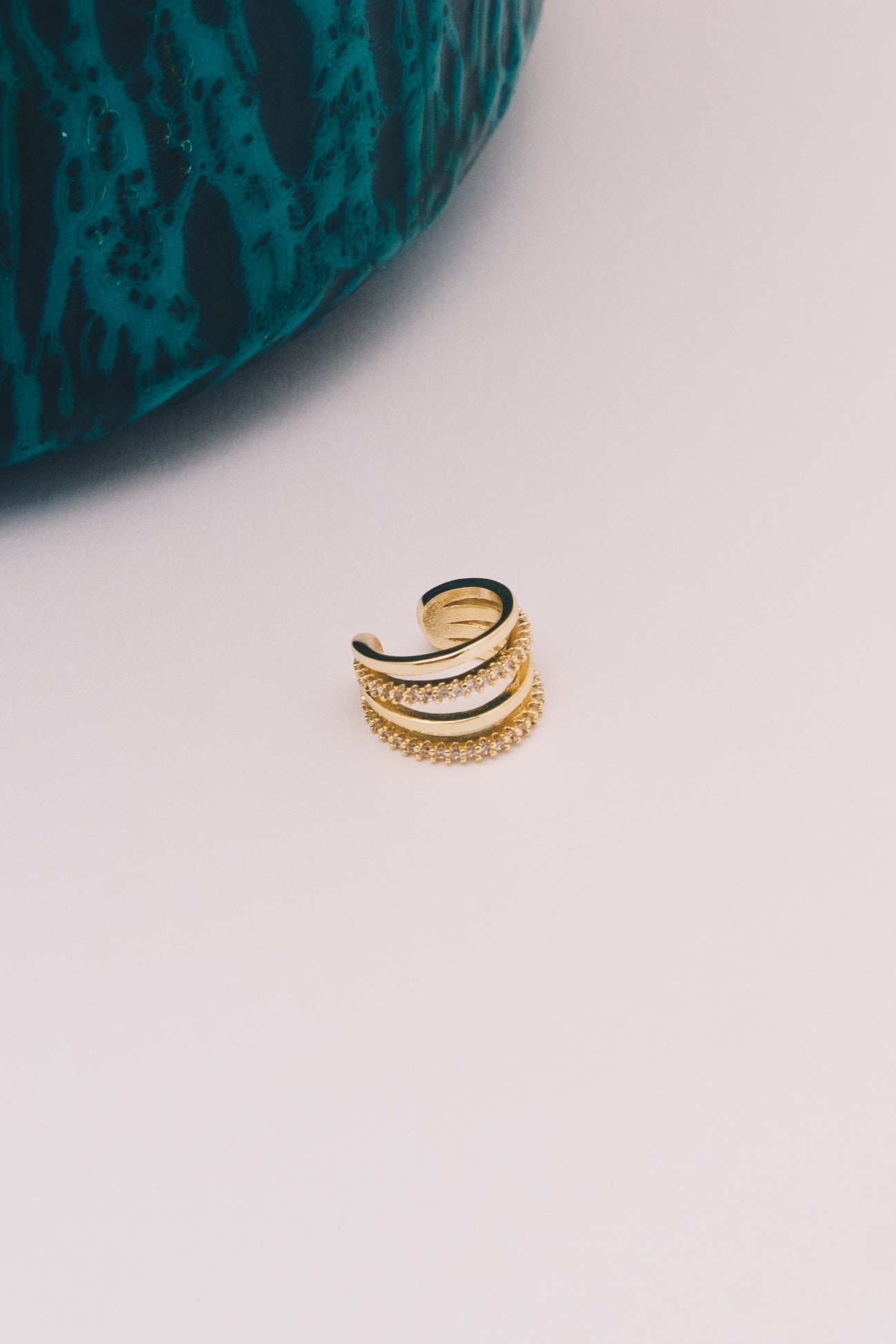 gold and crystal 4 strand ear cuff earring