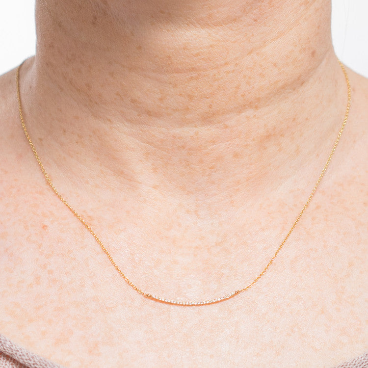 Diamond Bar Necklace | 14K Gold